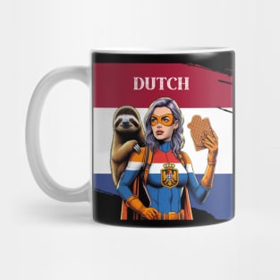 Dutch: 80's Female Comic Book Hero with Sloth Mug